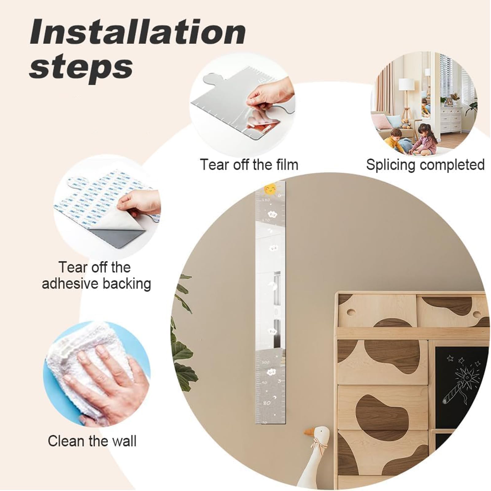 Growth Chart Mirror modern decor that doubles as wall art and measurement tool