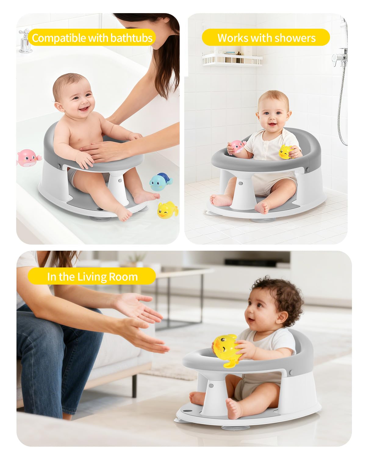 GrowthFun compact bath seat ideal for travel and small bathrooms