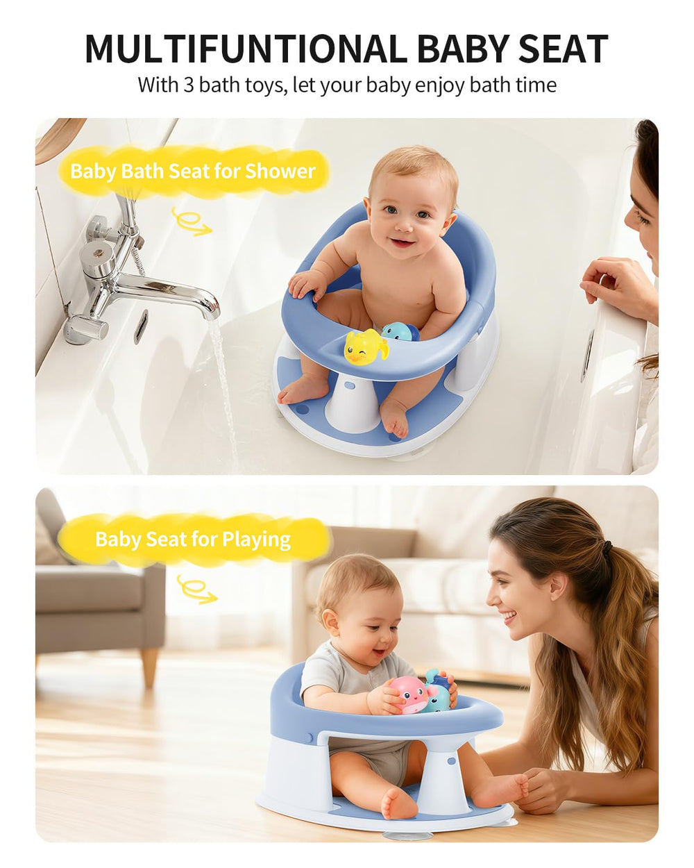 GrowthFun baby bath seat safety-comfort features skin-friendly materials and ergonomic armrest support