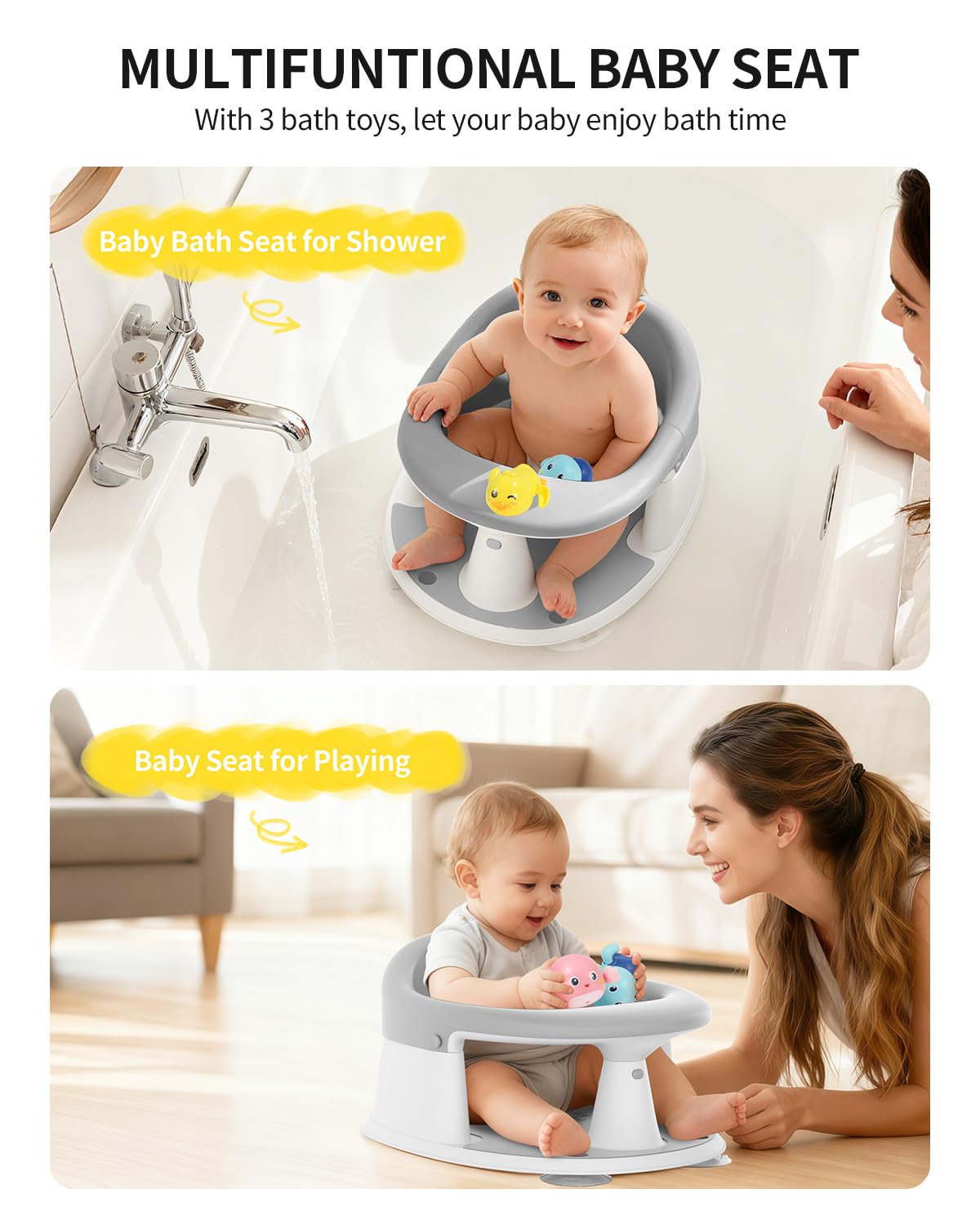 GrowthFun baby bath seat fits most tubs for versatile use