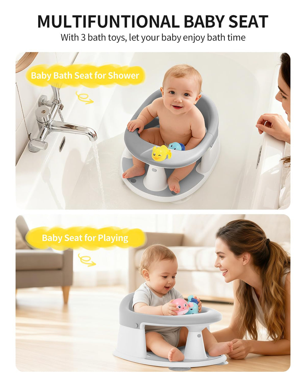 GrowthFun baby bath seat fits most tubs for versatile use