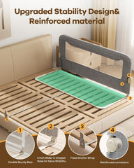 GrowthFun bed rail breathable cationic fabric for airy, easy-clean sleep boundary.