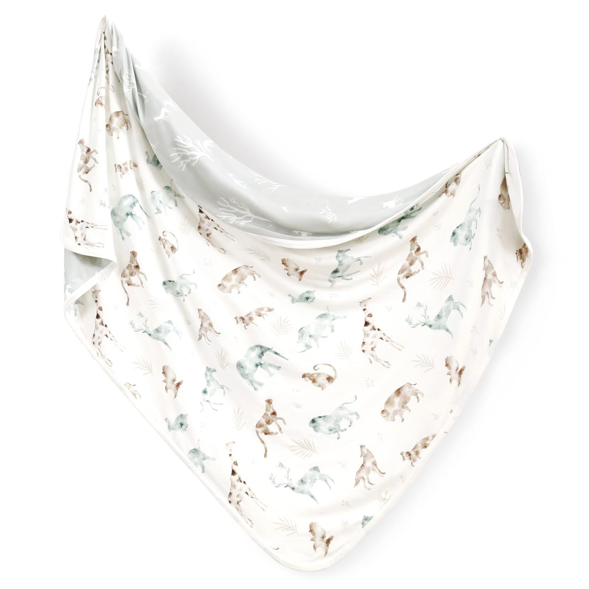 GRSSDER baby blanket animals print folded for a cozy swaddle option.