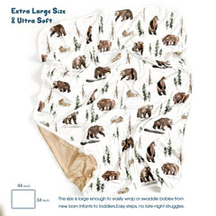 GRSSDER baby blanket bear design showcases gentle print for nursery style.