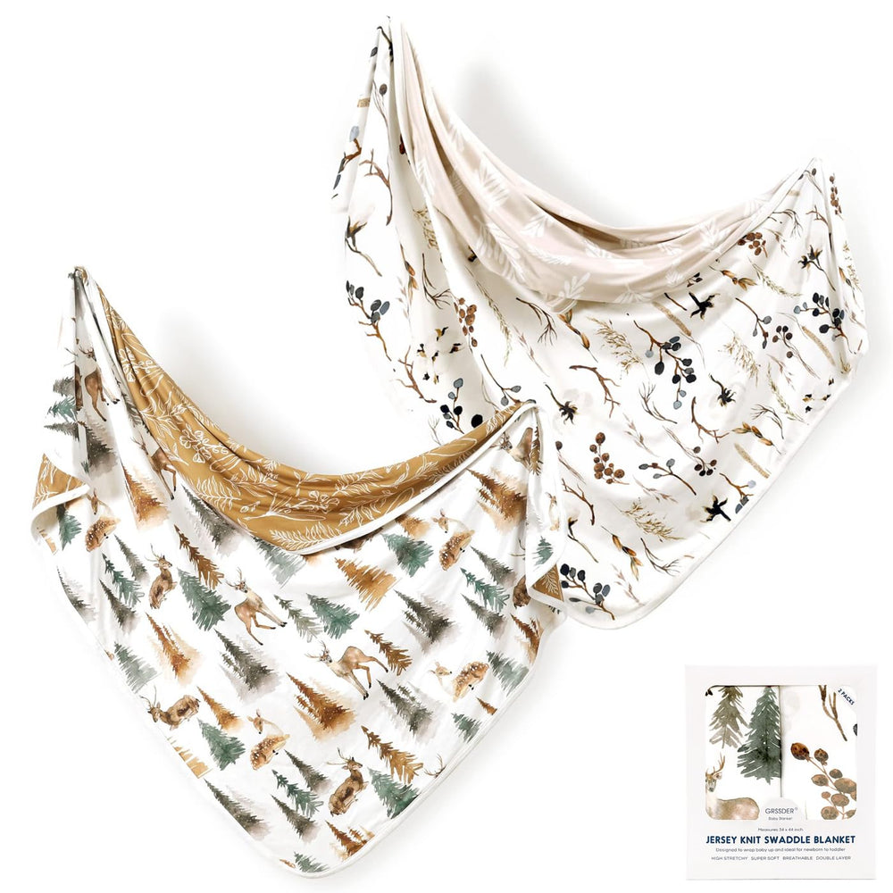 GRSSDER baby blanket deer beige shows soft stretchy fabric for snug swaddling.