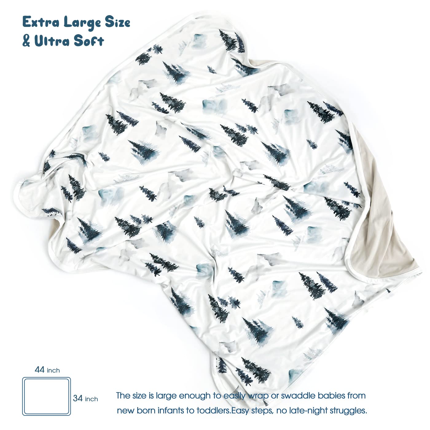 GRSSDER forest pattern blanket flat lay showcases double-layer warmth for year-round comfort