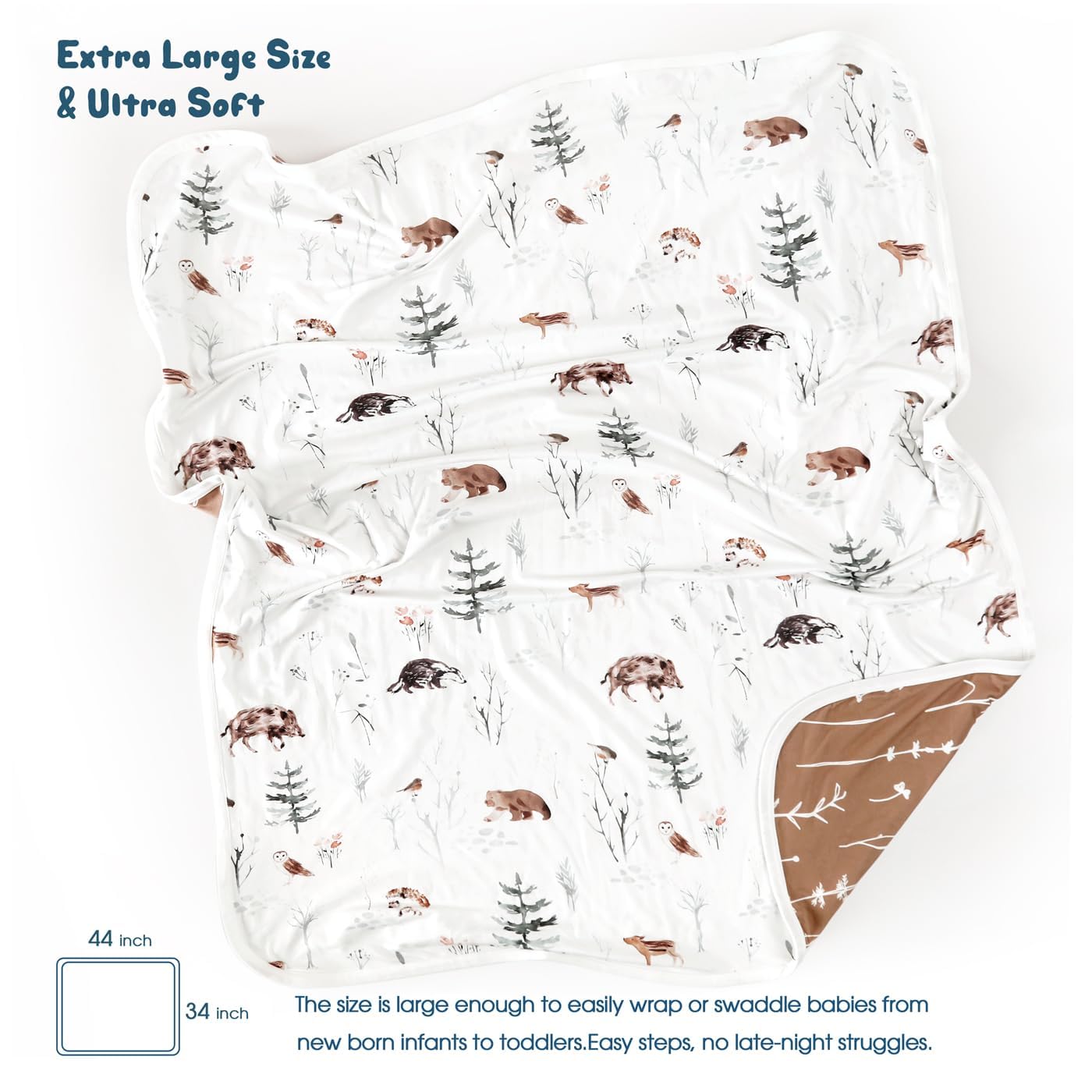 GRSSDER baby blanket jungle design, breathable comfort for toddlers