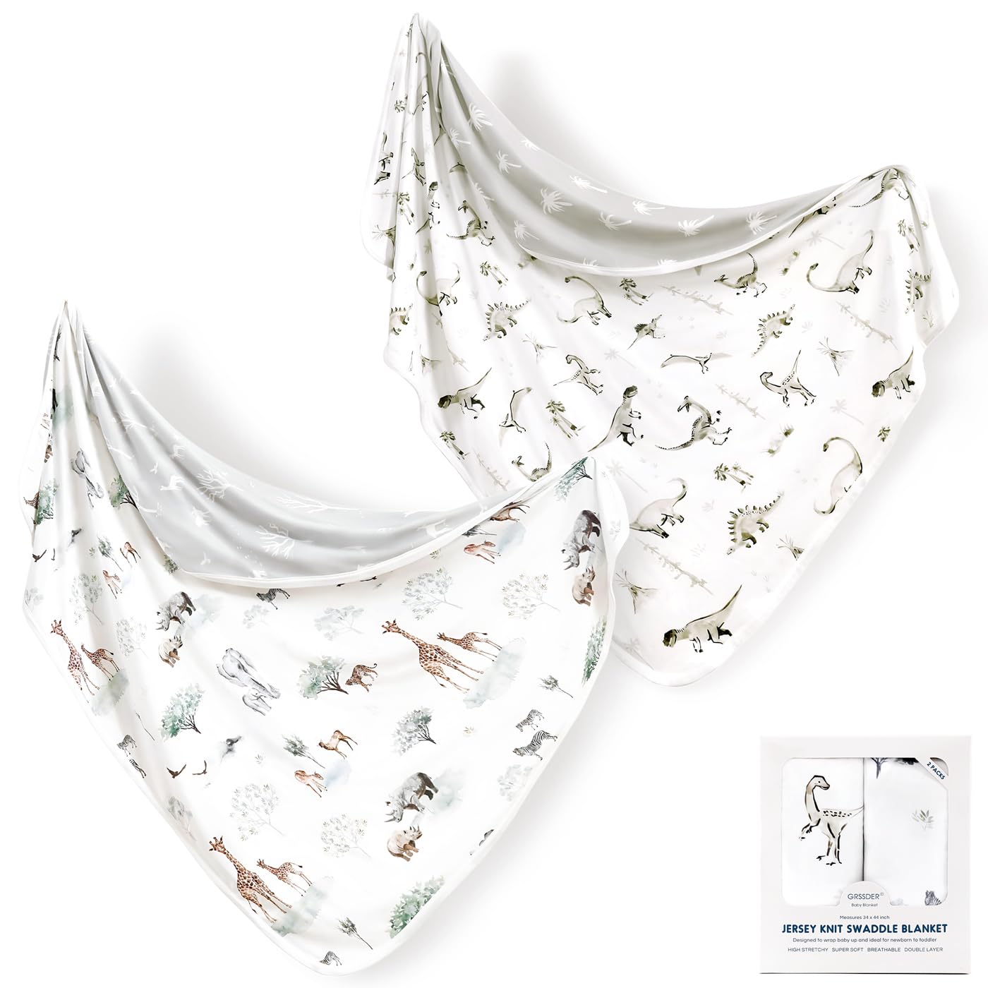 GRSSDER baby blanket swaddle with dinosaurs closeup for cozy naps