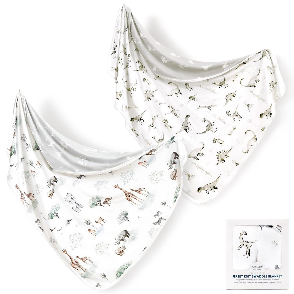 GRSSDER baby blanket swaddle with dinosaurs closeup for cozy naps