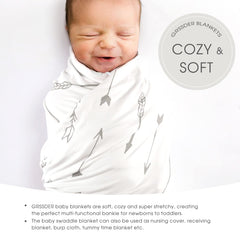 GRSSDER swaddle-ready blanket image with 34x44 inches for easy swaddling.