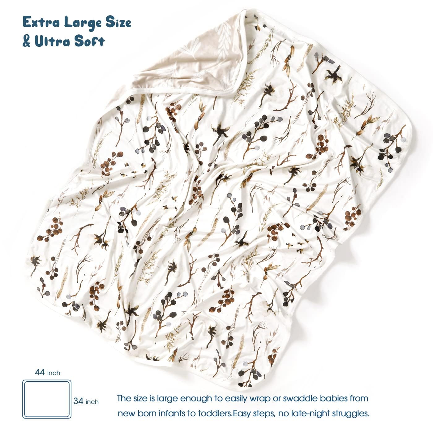 GRSSDER beige solid swaddle blanket for soft warmth and relaxed baby snuggles