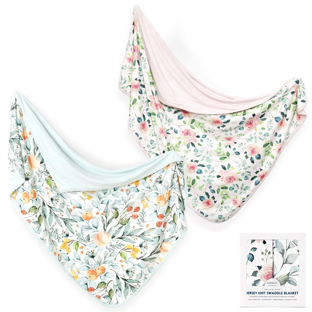 GRSSDER baby blanket pink-rose swaddle shows cozy stretchable fabric for calm snug wraps.