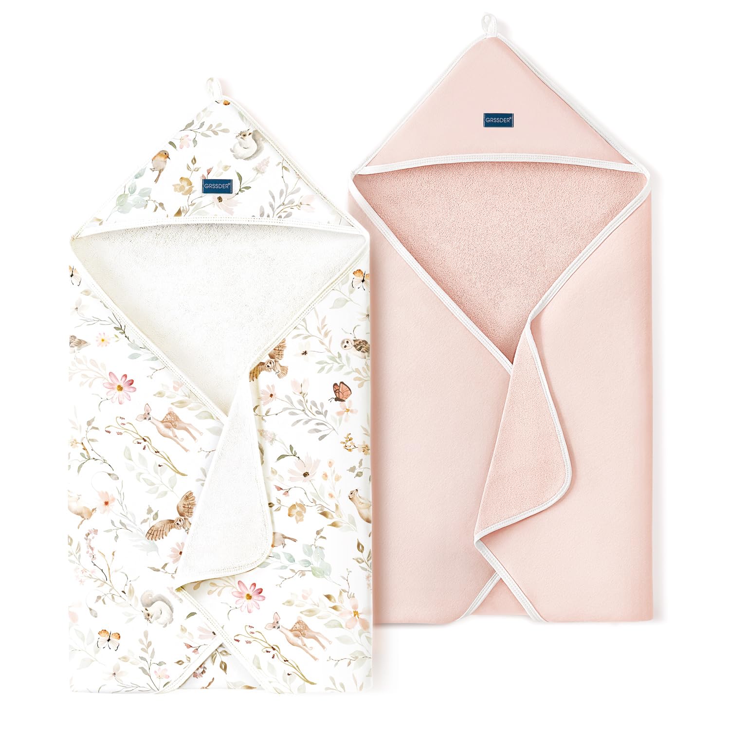 GRSSDER baby hooded towel closeup highlights ultra-soft knit texture for cozy drying