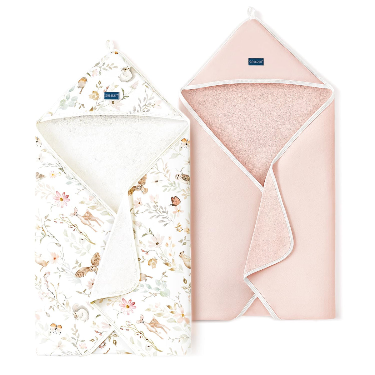 GRSSDER baby hooded towel closeup highlights ultra-soft knit texture for cozy drying