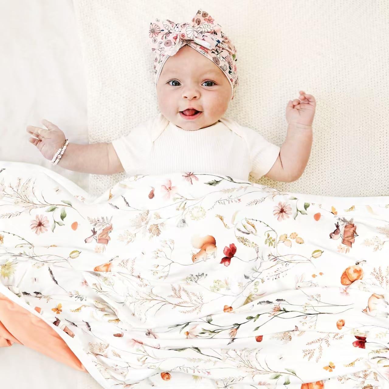 GRSSDER Baby Swaddle Blanket jersey knit fabric close-up demonstrates breathable comfort for baby.