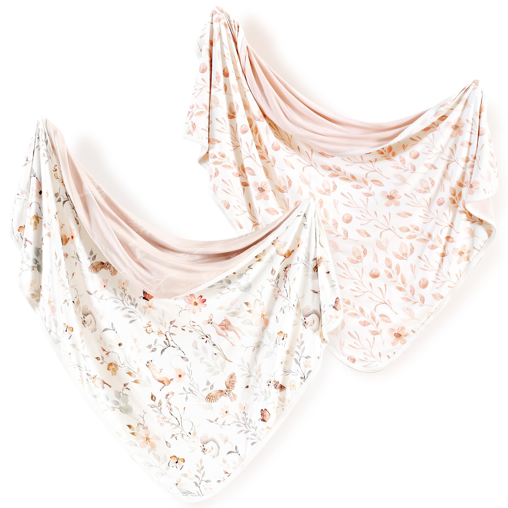 GRSSDER 2-pack swaddle blankets folded, highlighting soft jersey knit for cozy swaddling.