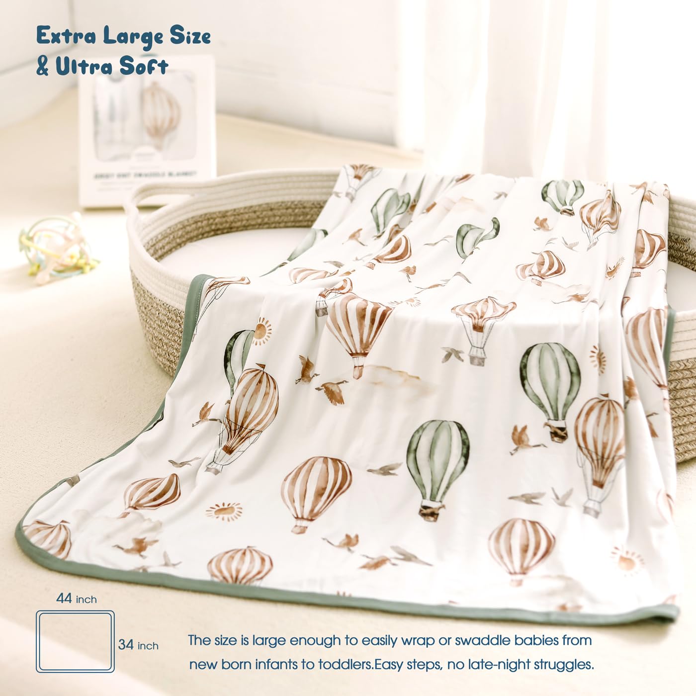 GRSSDER swaddle wrap close-up shows breathable fabric for year-round comfort.