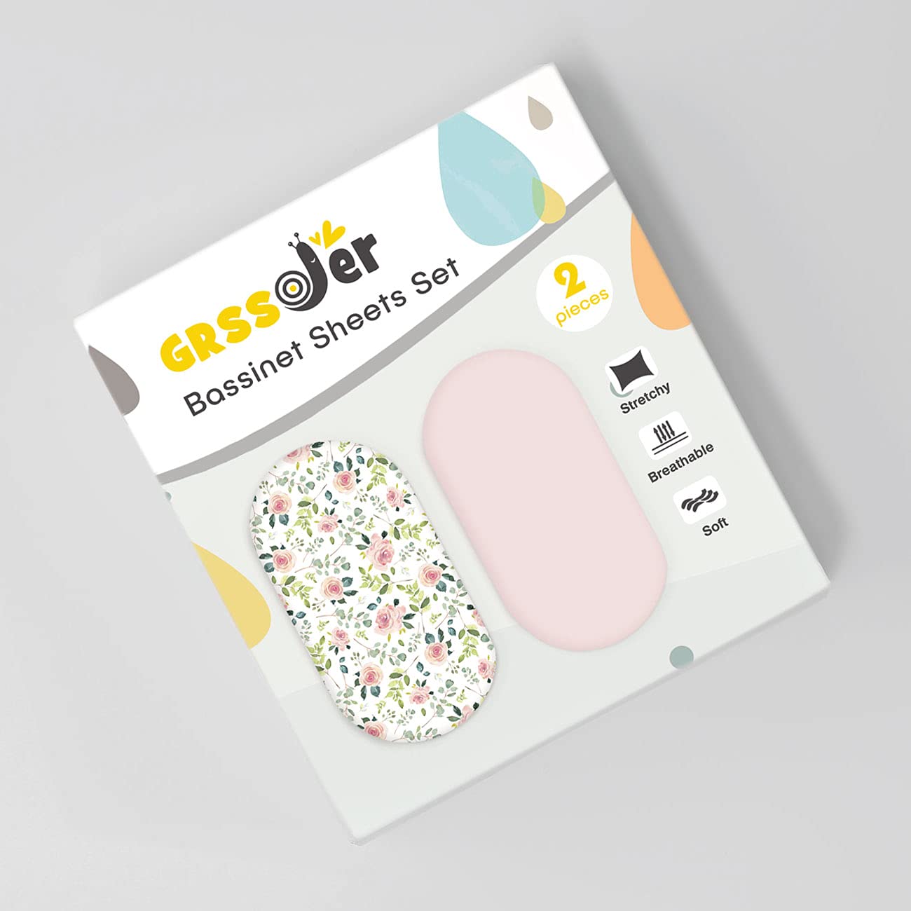 GRSSDER bassinet sheet with elastic bottom ensures quick, secure application.