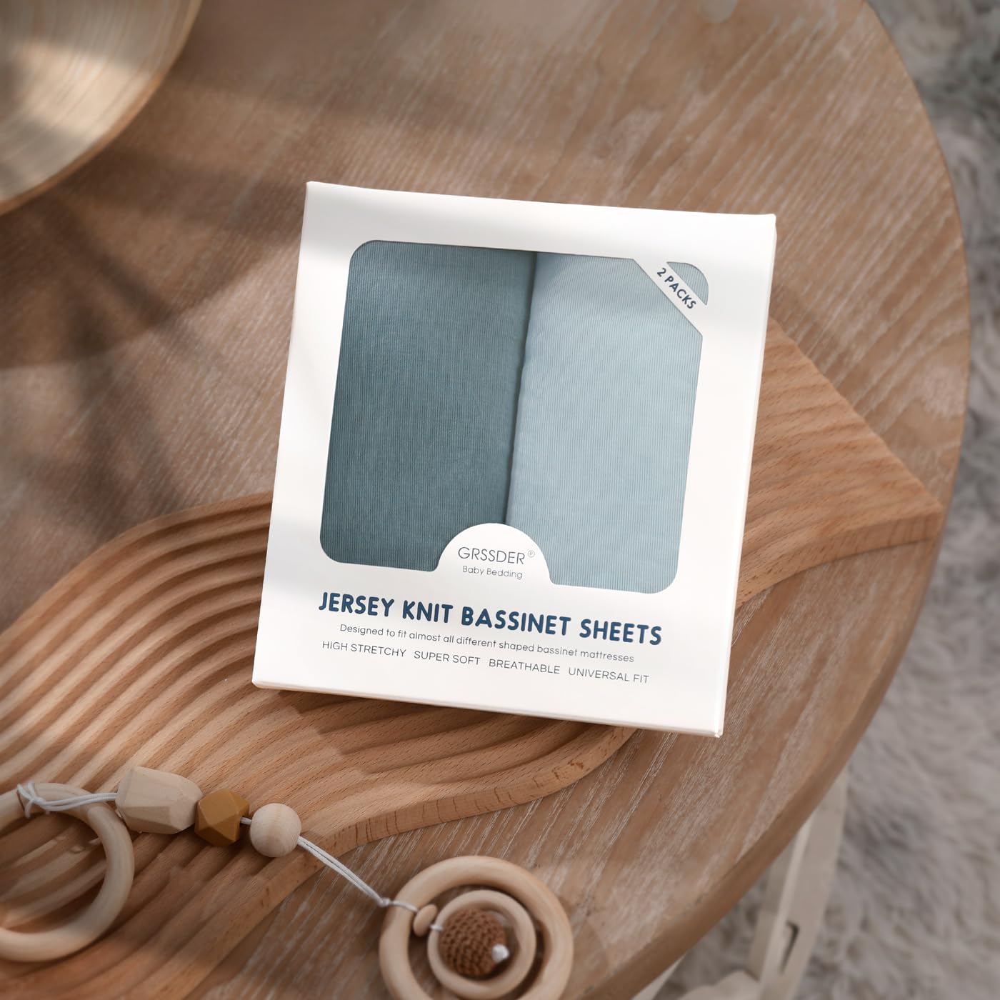 GRSSDER 2-pack bassinet sheets offer convenient backups.