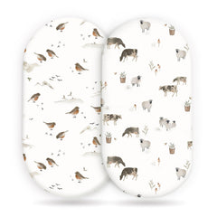 GRSSDER bassinet sheets 2-pack universal fit for snug comfort across bassinet shapes.