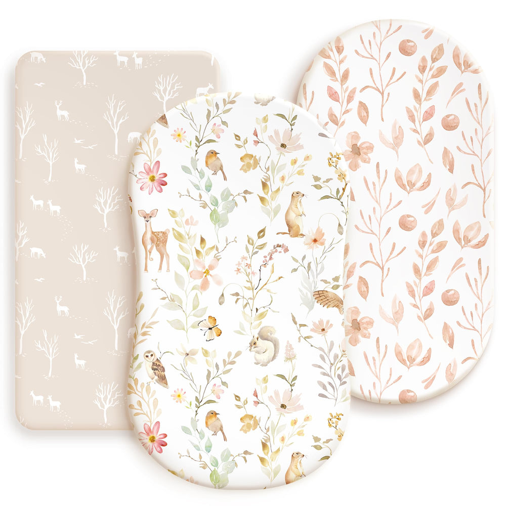 GRSSDER bassinet sheets pack flatlay showing ultra-soft fabric for cozy nursery use