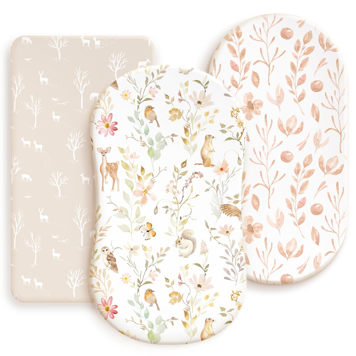 GRSSDER bassinet sheets pack flatlay showing ultra-soft fabric for cozy nursery use