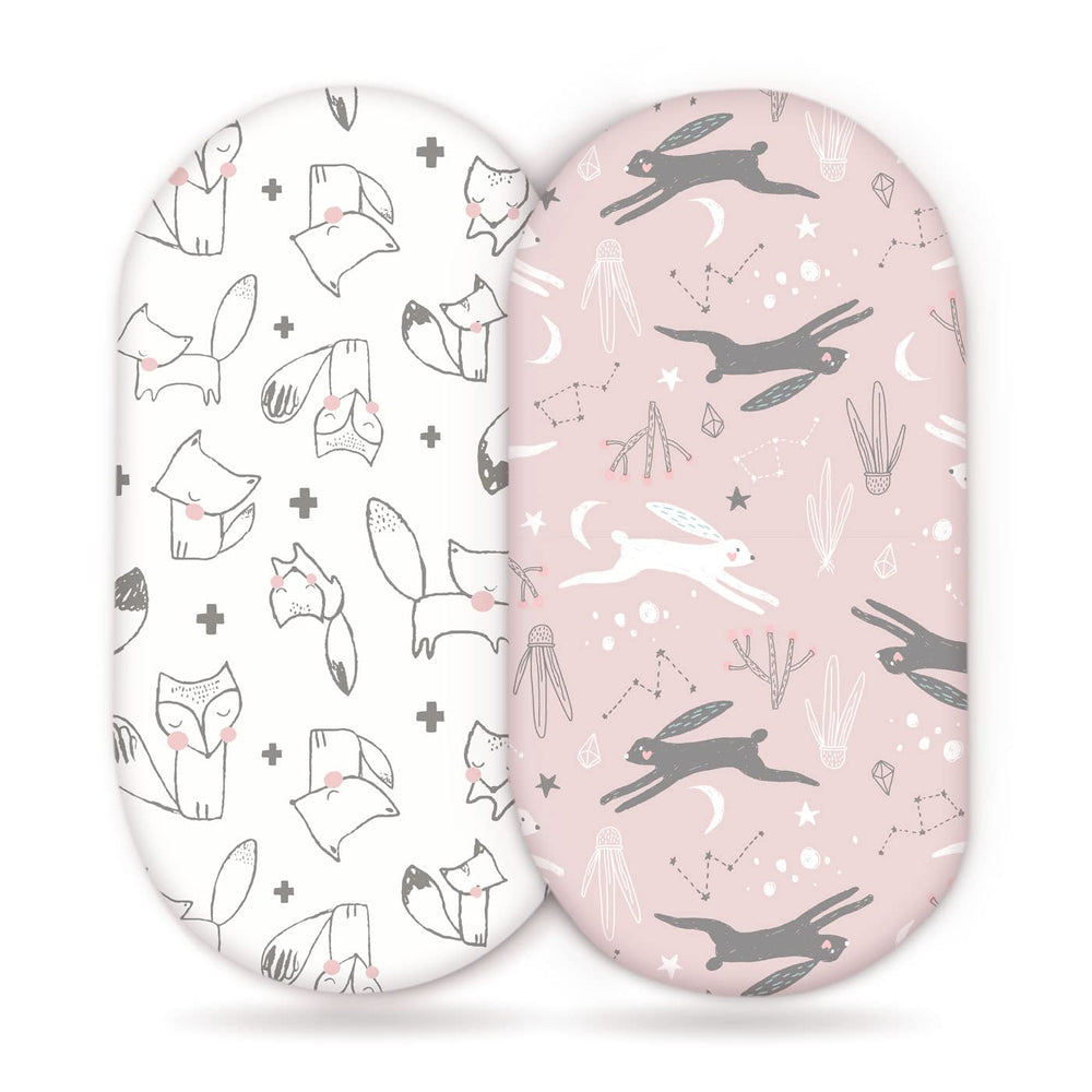 GRSSDER bassinet sheets in soft-knit fabric for breathable baby comfort.