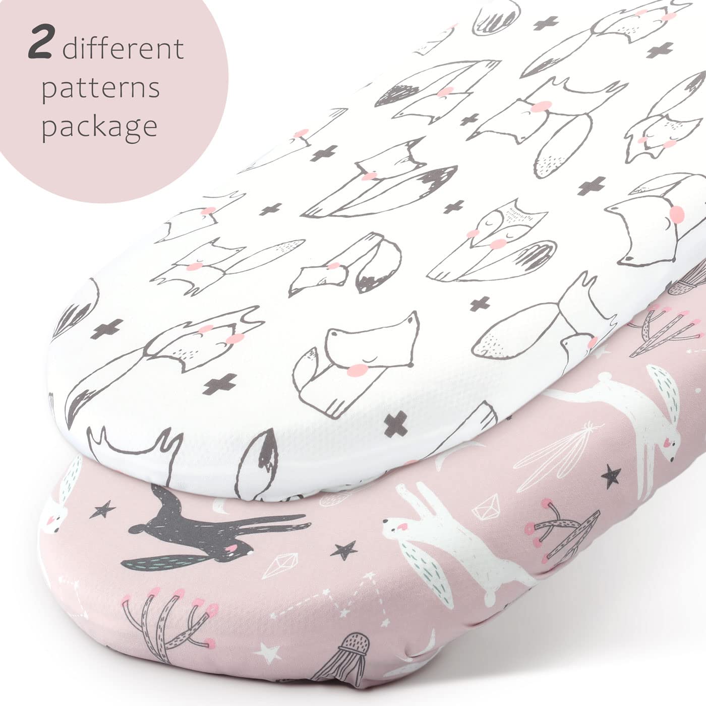 GRSSDER universal-fit bassinet sheets fit oval, round, and rectangle cradles easily.