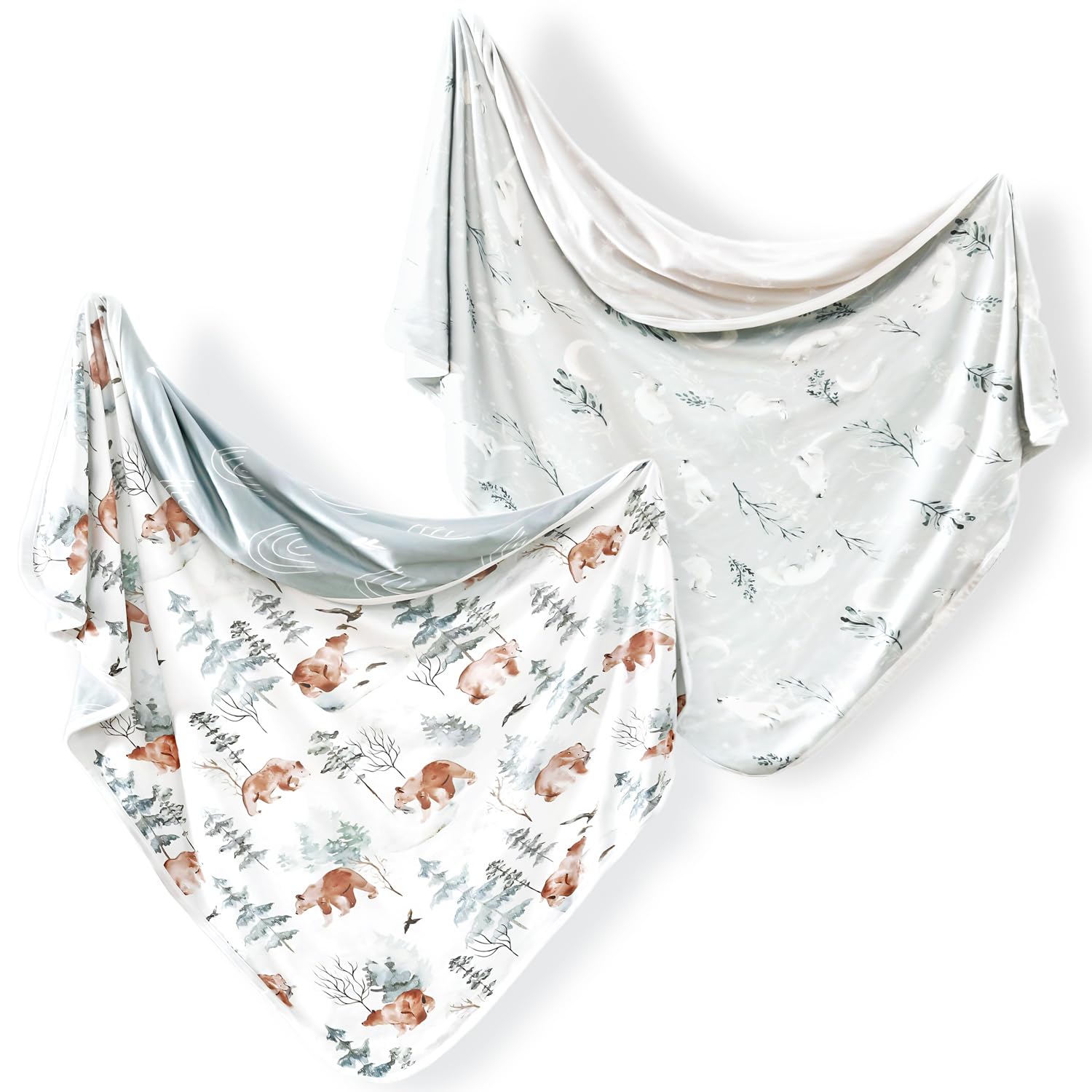 GRSSDER bear-design swaddle blanket close-up shows plush texture for cozy newborn comfort.