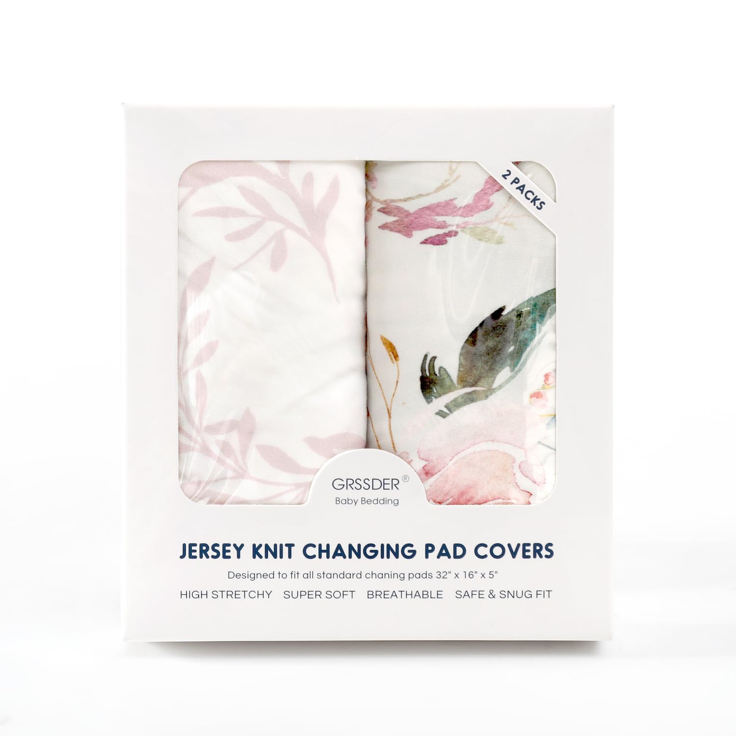 GRSSDER changing pad cover with elastic edge-fit ensuring secure stay on standard pads