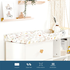 GRSSDER changing pad cover demonstrates universal fit with elastic edges securing the pad.
