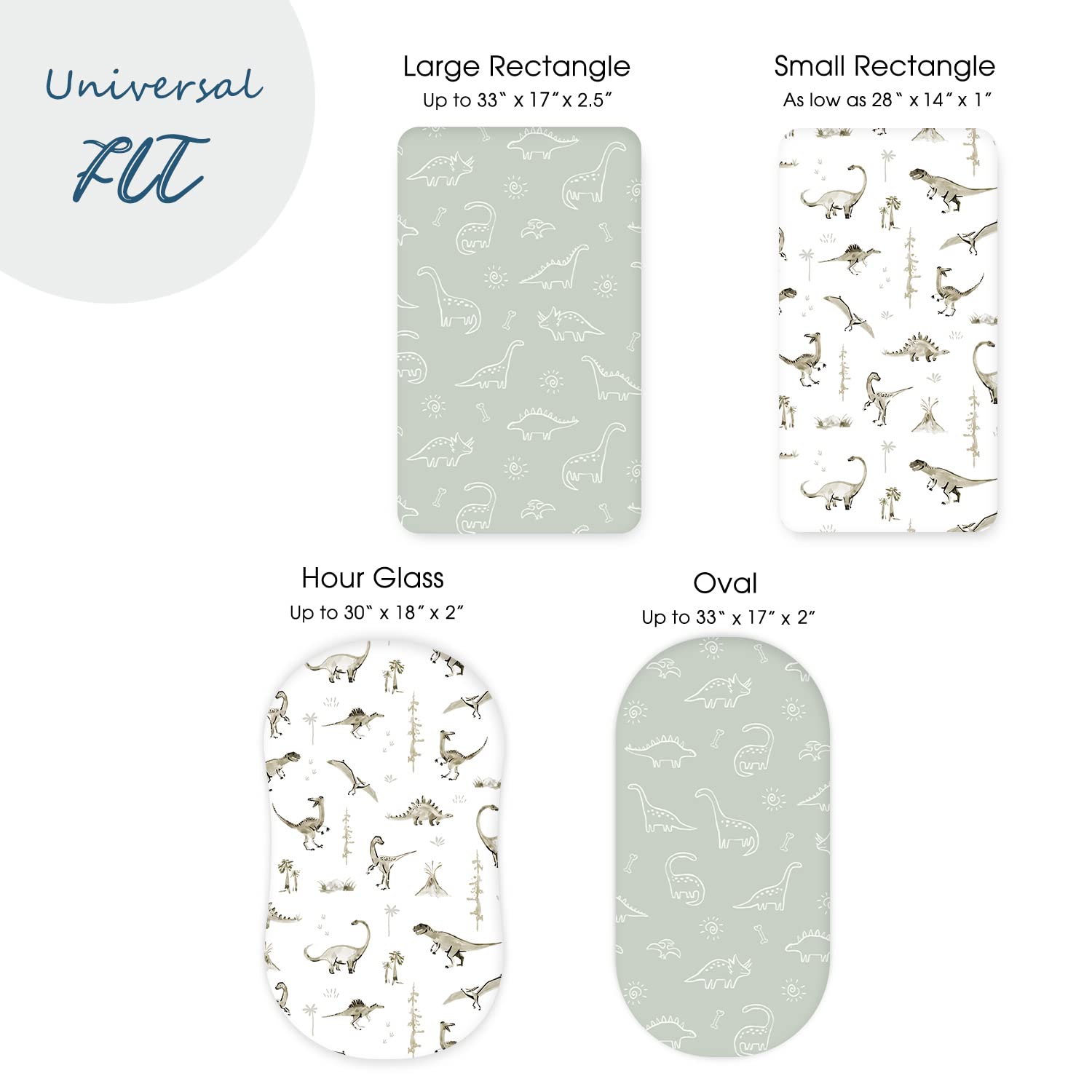 GRSSDER Dinosaur-packaged sheet image displays two-pack set for nursery coordination.