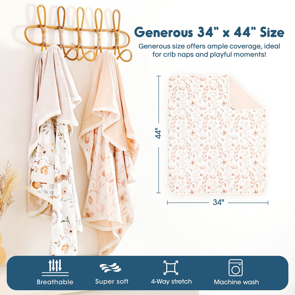 GRSSDER Pink Flora swaddle blanket folded to show double-layer warmth