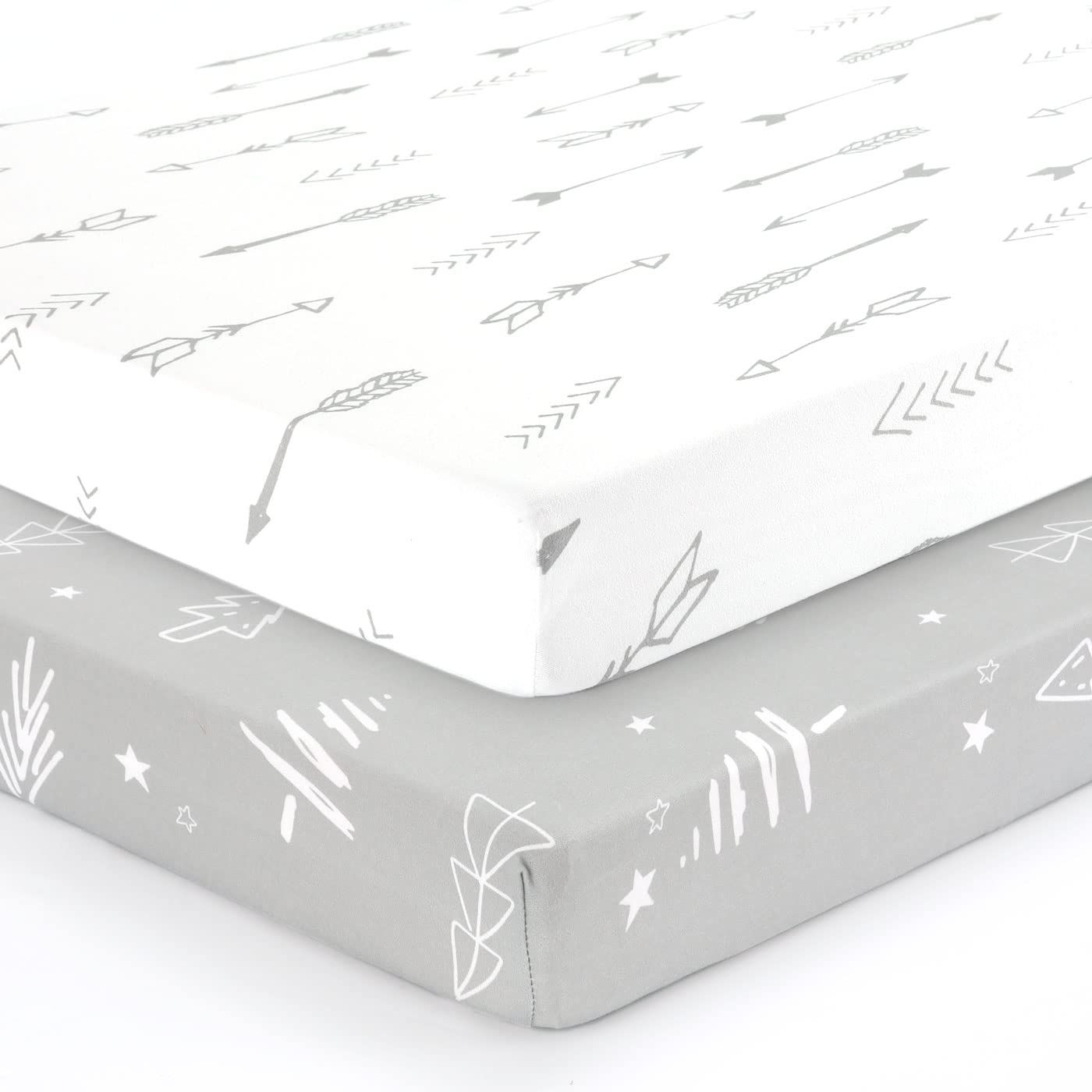 GRSSDER elastic all-around fit mini crib sheets keep standard mattresses secure and easy to change.