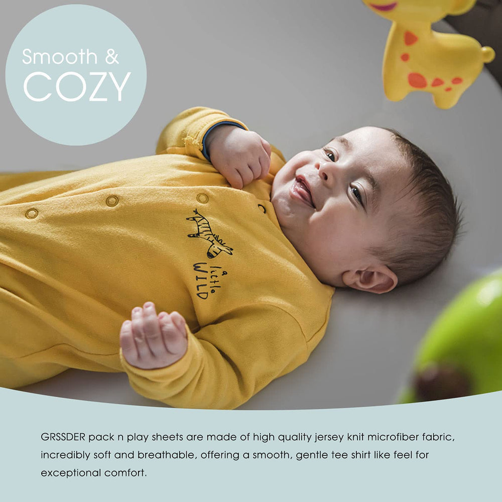 GRSSDER elephant-print pack n play sheets for calm, cozy bedtimes.