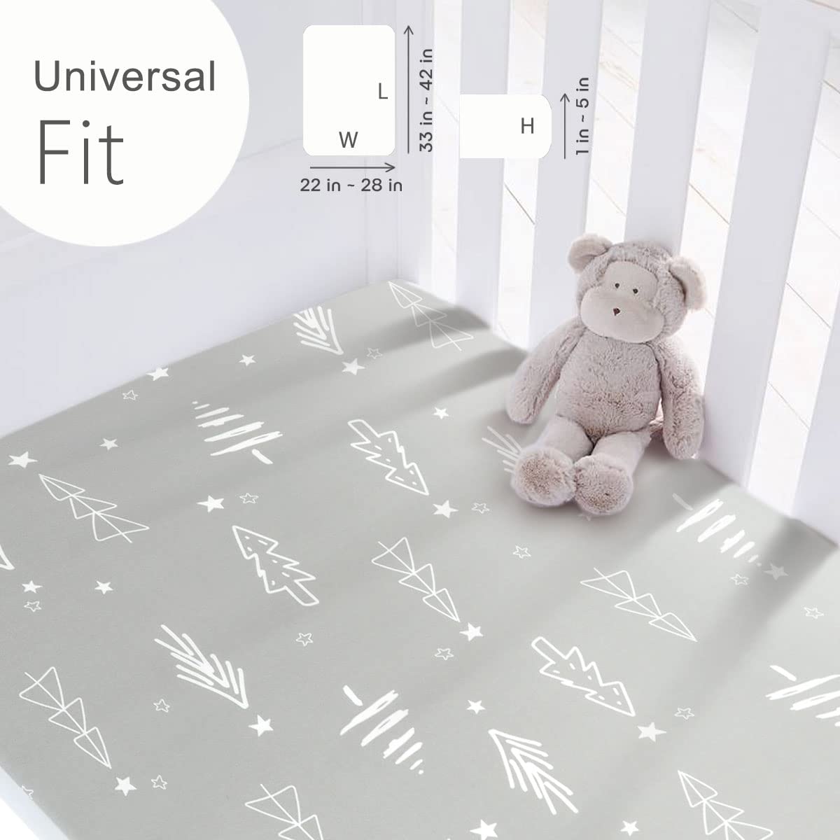 GRSSDER machine-washable mini crib sheets simplify cleanup after spills and adventures.