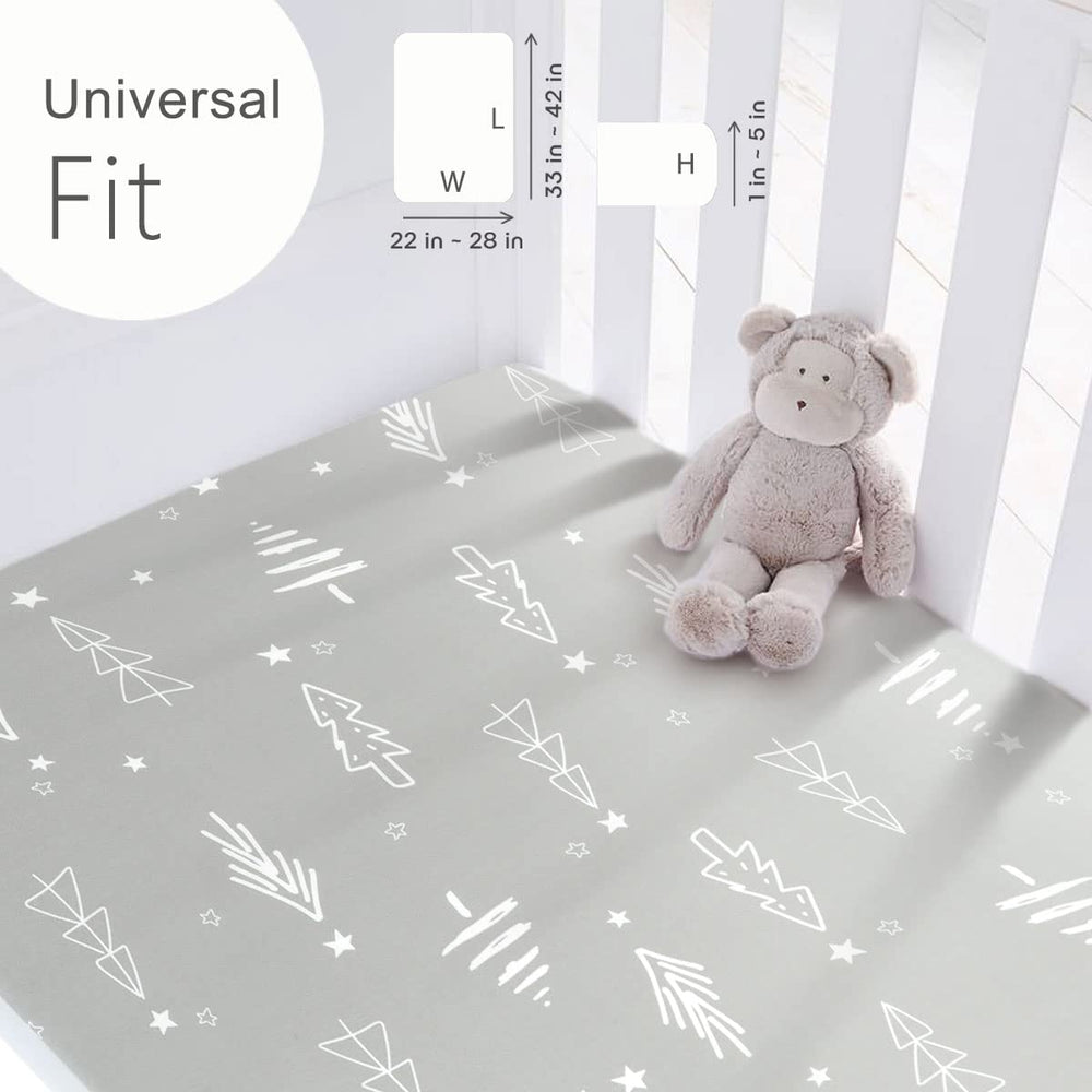GRSSDER machine-washable mini crib sheets simplify cleanup after spills and adventures.