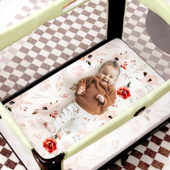 GRSSDER mini crib sheets with elastic edge ensure quick, secure installation.