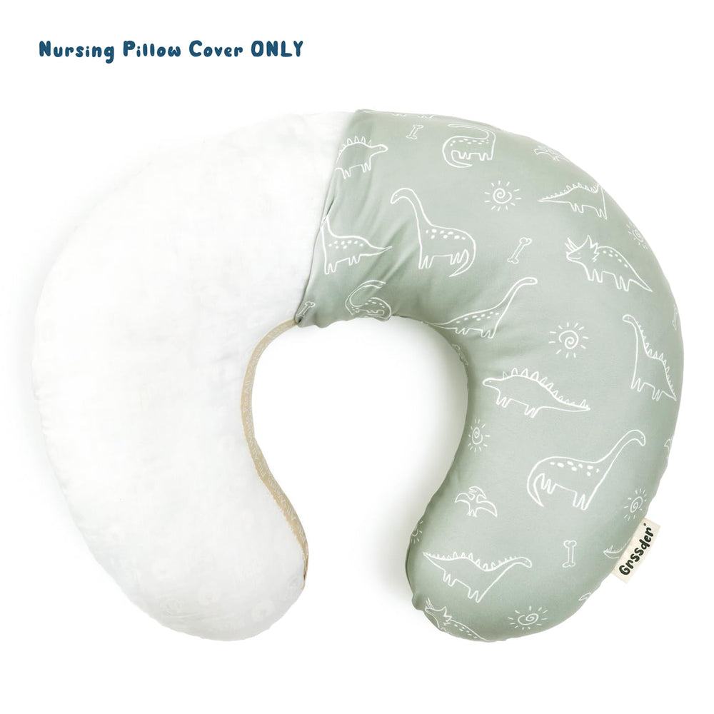 GRSSDER dinosaur-pattern pillow cover adds stylish, unisex nursery charm.