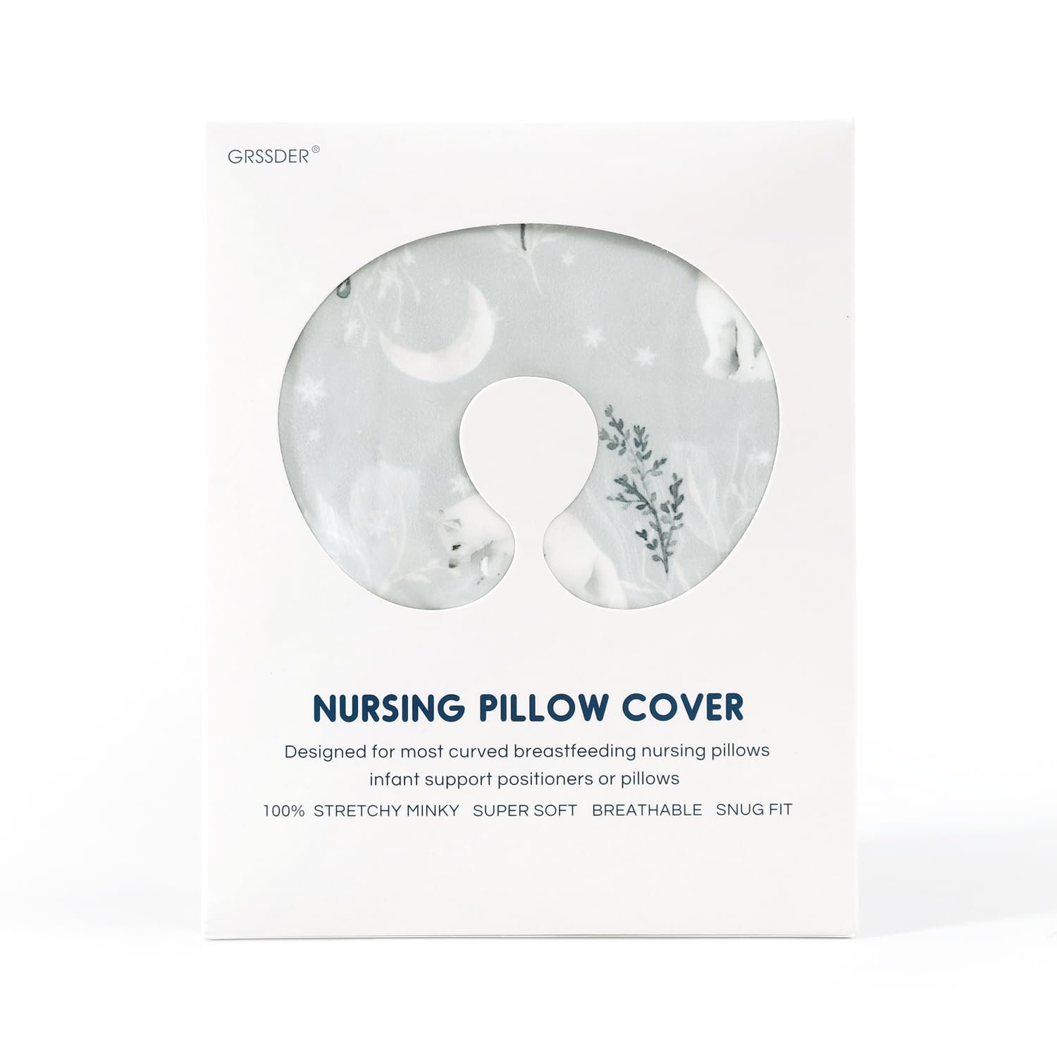 GRSSDER nursing pillow cover with hidden zipper for easy installation.