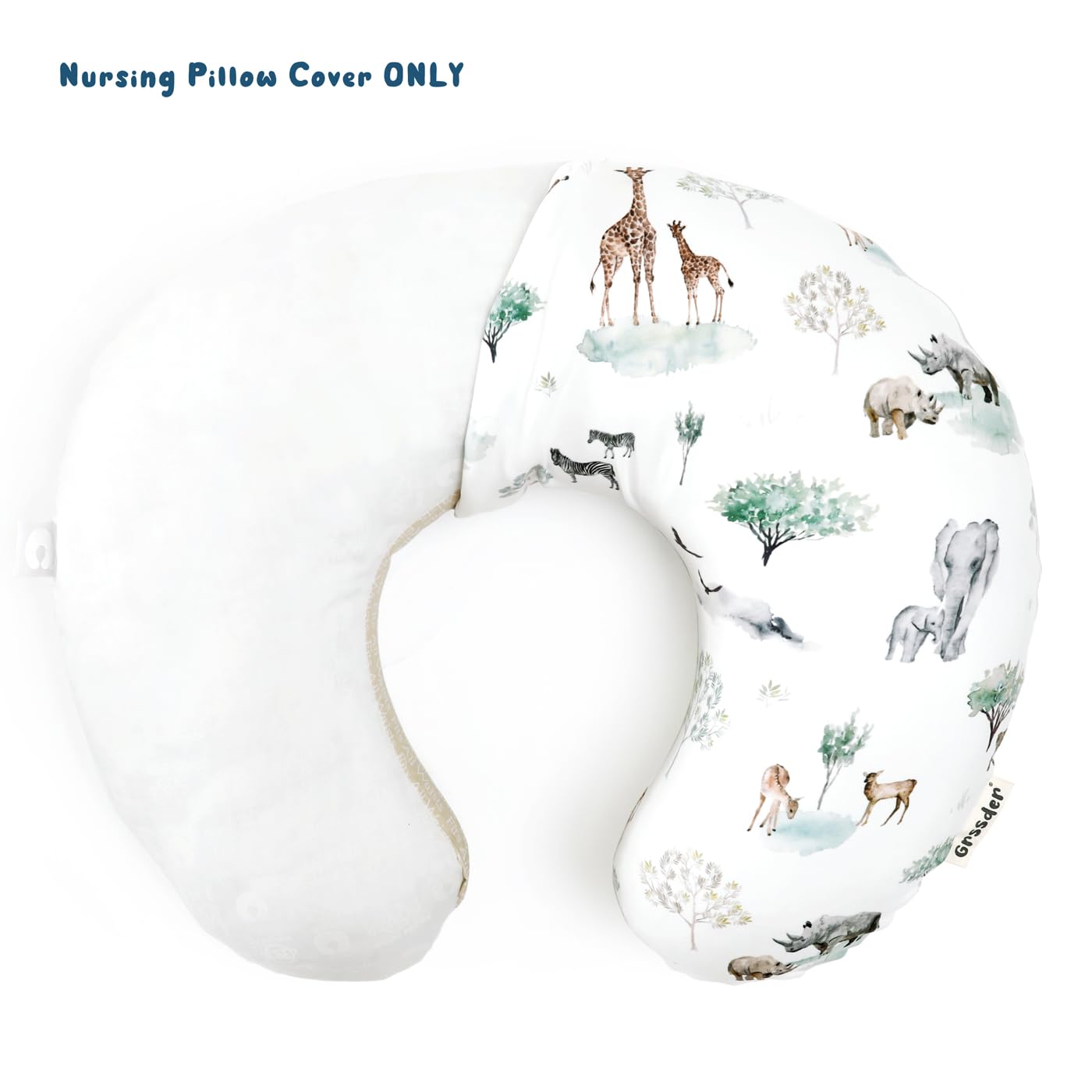 GRSSDER nursing pillow cover shows zipper closure for quick on-off changes