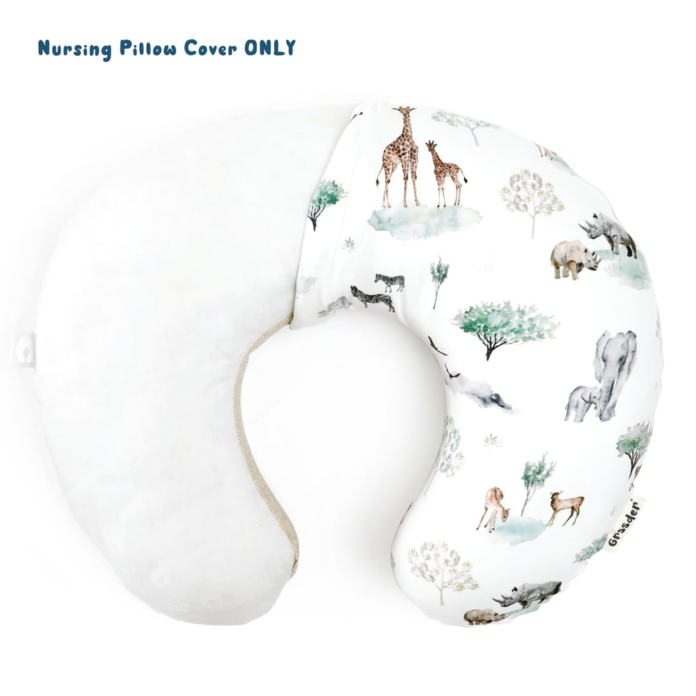 GRSSDER nursing pillow cover shows zipper closure for quick on-off changes