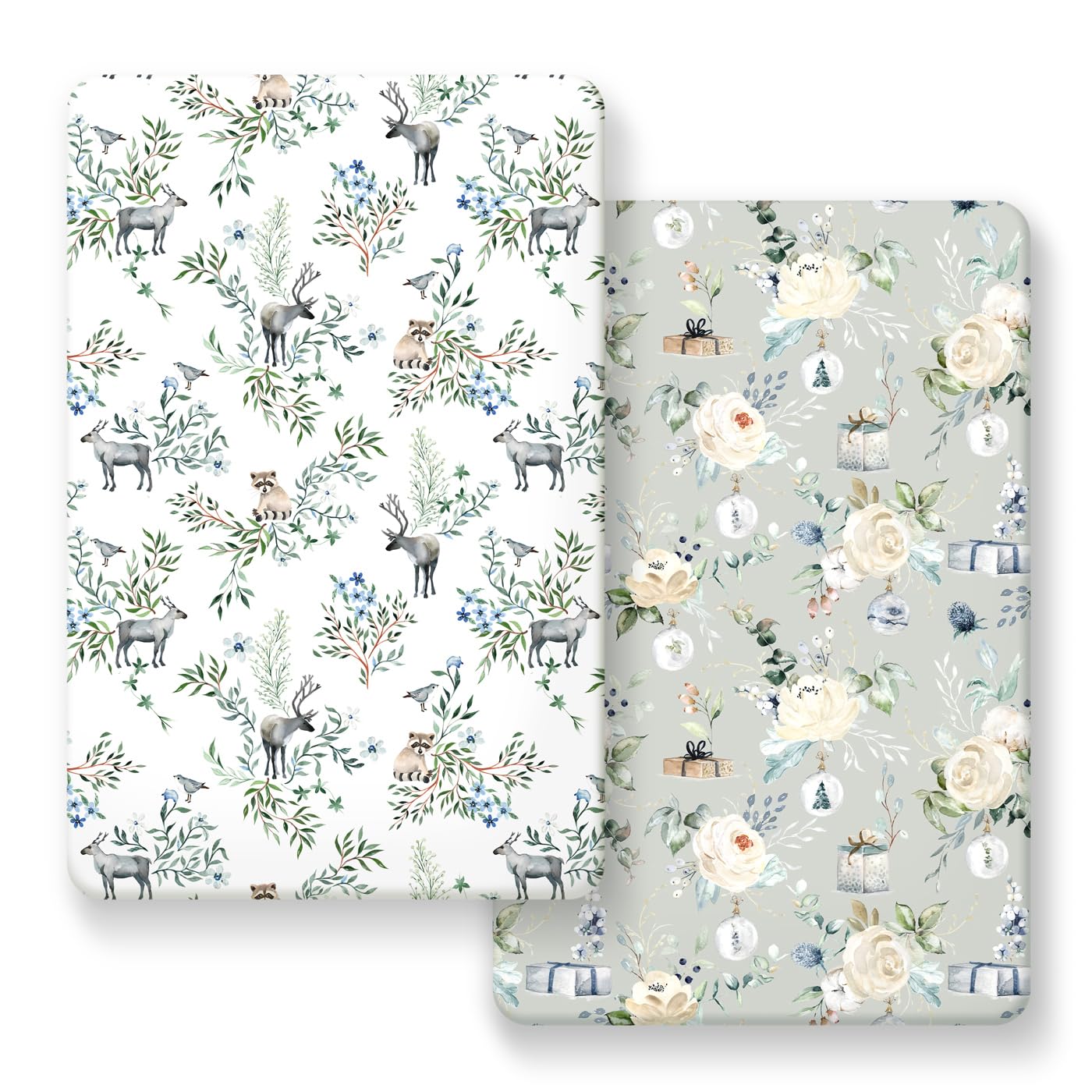GRSSDER Pack n Play Sheets 2-Pack folded neatly for quick changes and tidy storage.