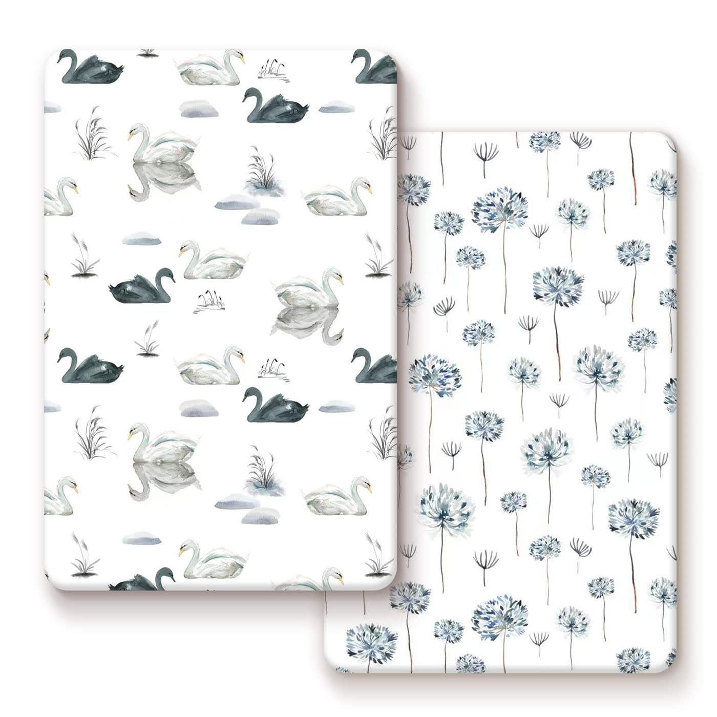 GRSSDER pack n play sheets with Swan print provide soft, breathable comfort.