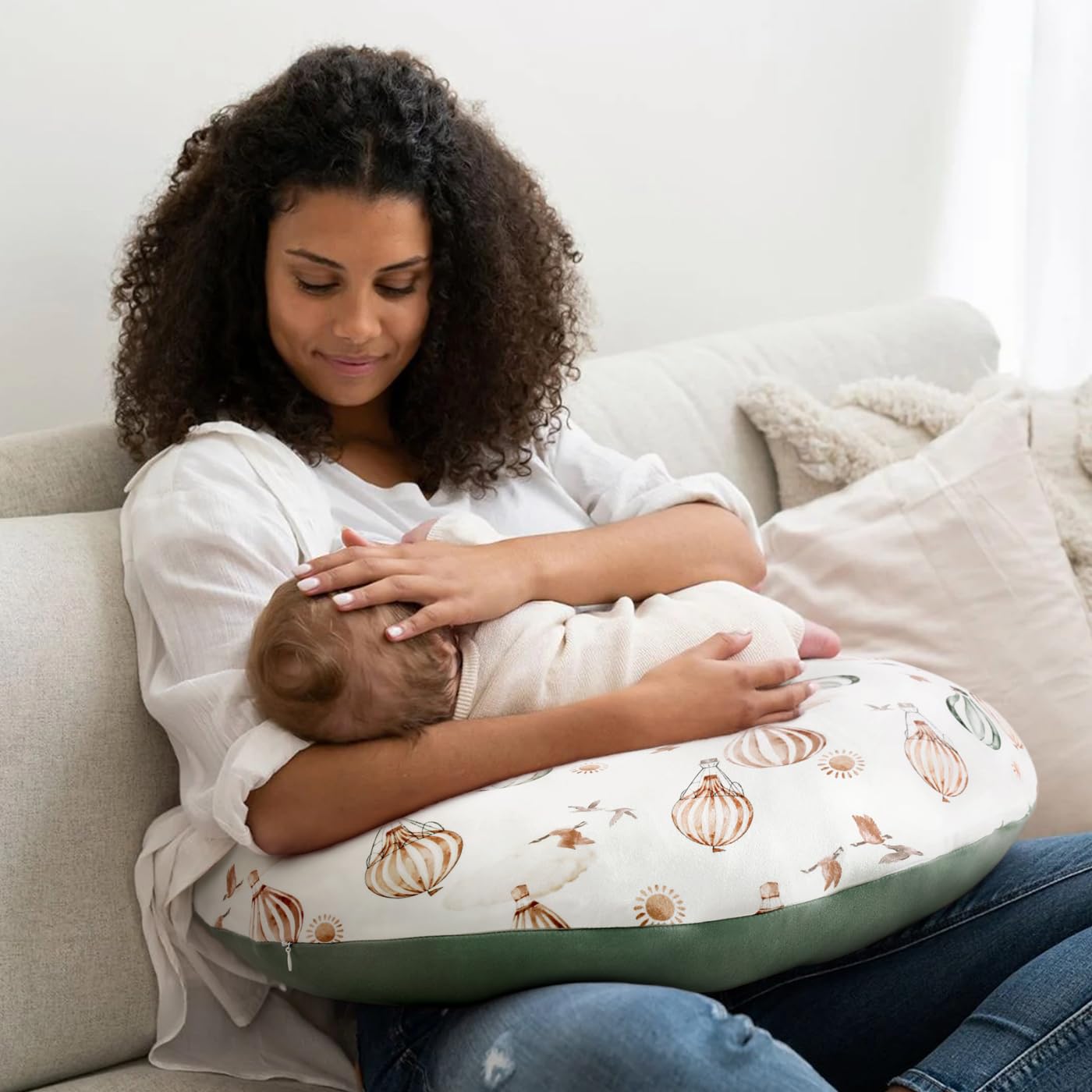 GRSSDER removable nursing pillow cover with covered zipper for easy care