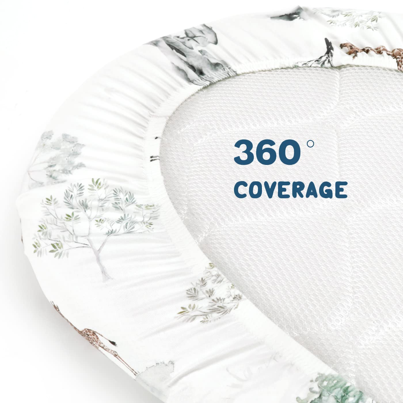 GRSSDER snug-fit bassinet sheet helps stabilize the mattress for peaceful naps.