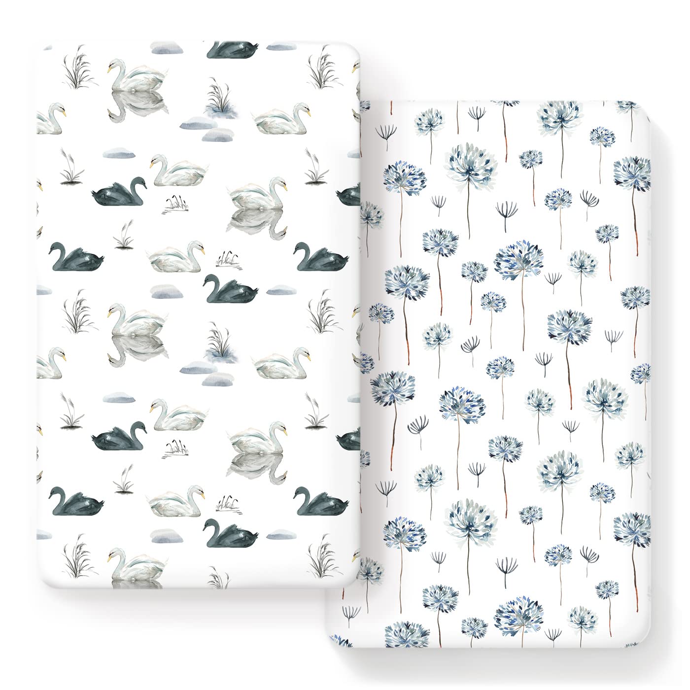 GRSSDER Stretch crib sheet Swan pattern offers ultra-soft comfort for peaceful naps.
