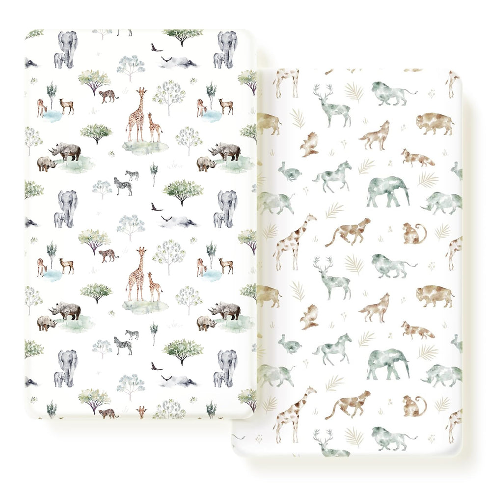 GRSSDER stretch crib sheets show universal-fit design for secure mattress fit.
