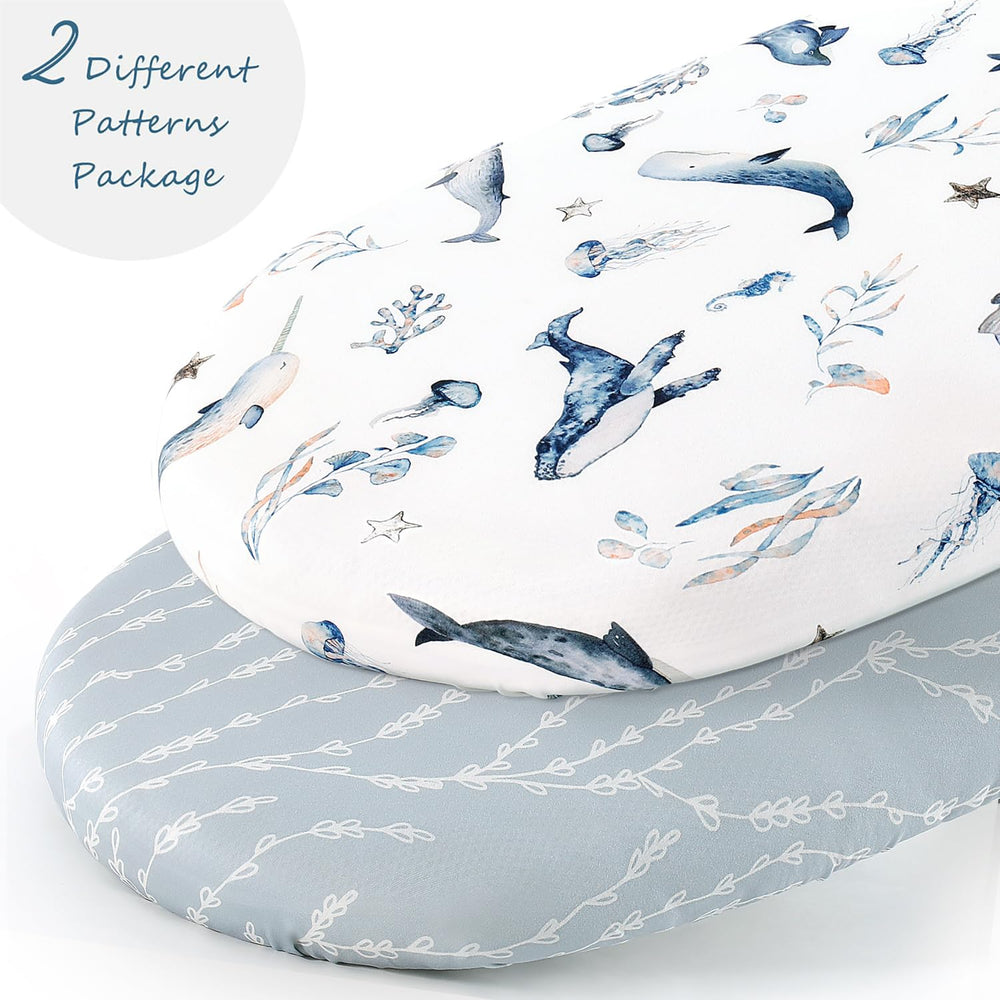 GRSSDER bassinet sheet fabric texture closeup highlights soft breathable jersey for comfortable naps.