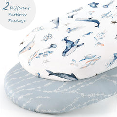 GRSSDER bassinet sheet fabric texture closeup highlights soft breathable jersey for comfortable naps.